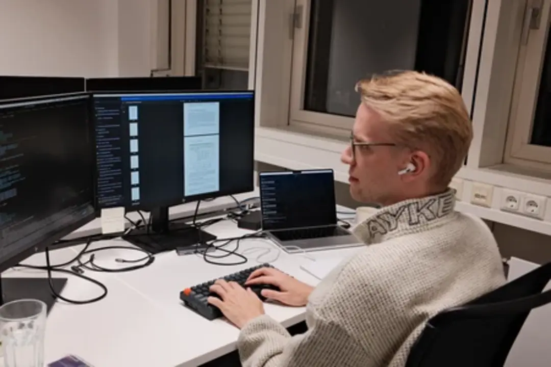 Doctoral Candidate Luca Eyring in his office